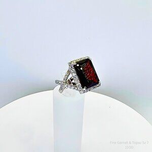 Handmade Jewelry 12ct Fire Garnet Topaz Ring 925 Silver Sz 7